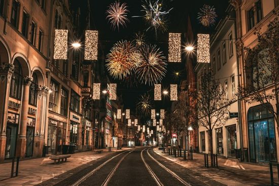 Centro storico di Erfurt nel periodo di Capodanno