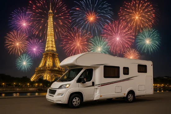 Camper sotto i fuochi d'artificio a Parigi