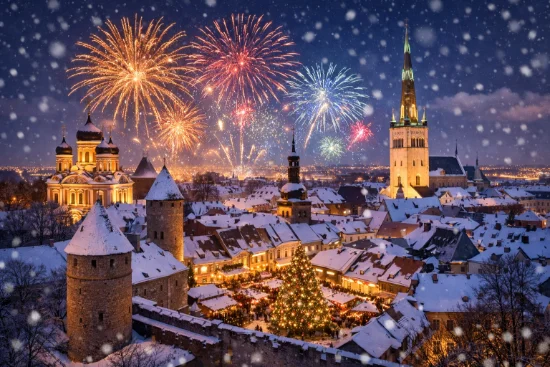 Tallinn sotto la neve a Capodanno