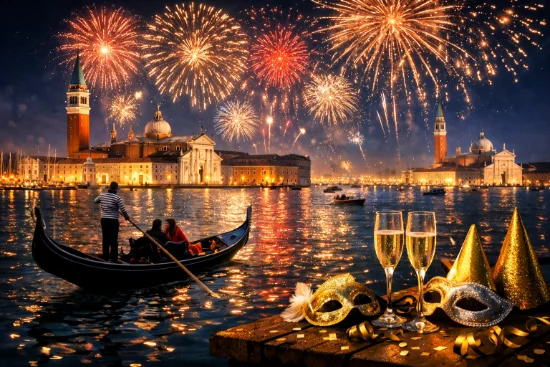 Venezia a Capodanno con fuochi d’artificio, perfetta per un viaggio nelle città d’arte