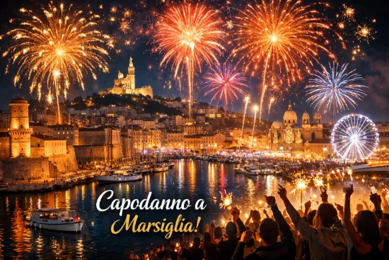 Porto di Marsiglia illuminato per Capodanno